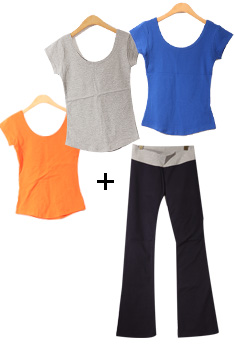 기본라운드반팔+무지슬렉스